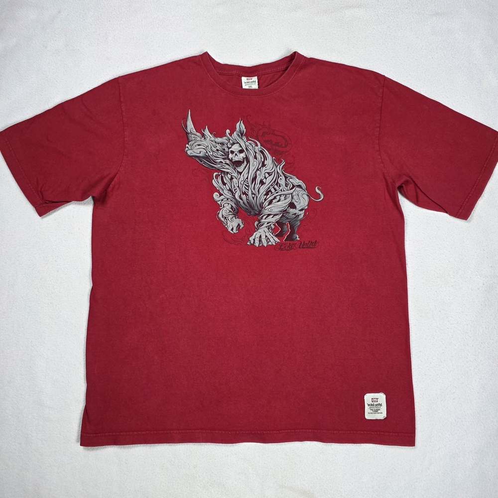 Vintage Ecko Unltd T-Shirt Men's 3XL Red Short Sleeve Streetwear Skull Rhino Tee